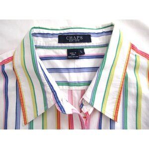 Women's Chaps Multicolor Button Cotton Long Sleeve Shirt Sz L  (WB467)